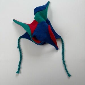 Vintage Columbia Fleece Jester Hat Colorblock Blue Red Teal Green Winter